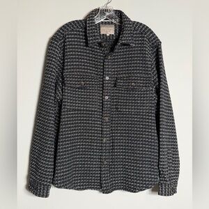 Hudson & Barrow Men’s Black and White Textured Button-Up Shirt Size L